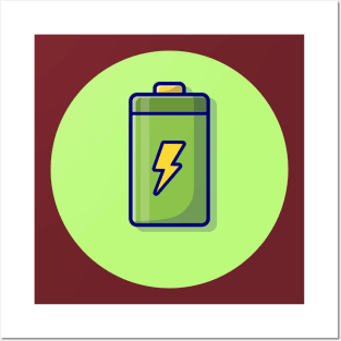 Battery Cartoon Vector Icon Illustration Posters and Art